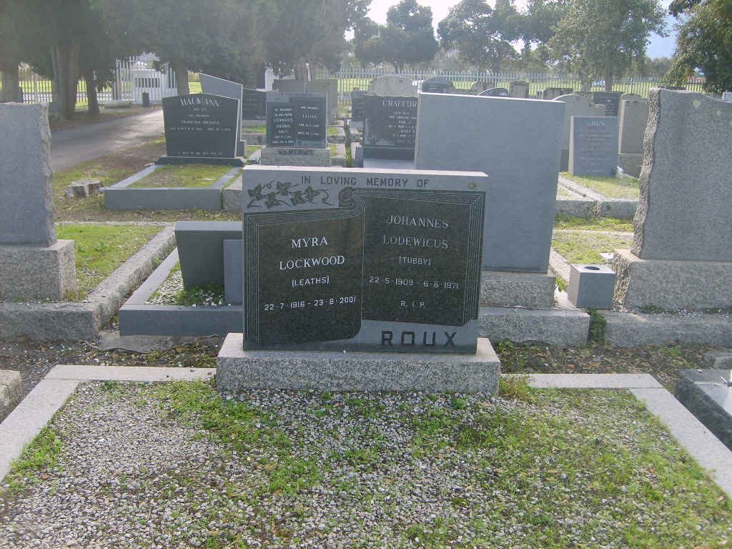 ROUX Johannes Lodewicus 1909-1971 &amp; Myra Lockwood LEATHS 1916-2001