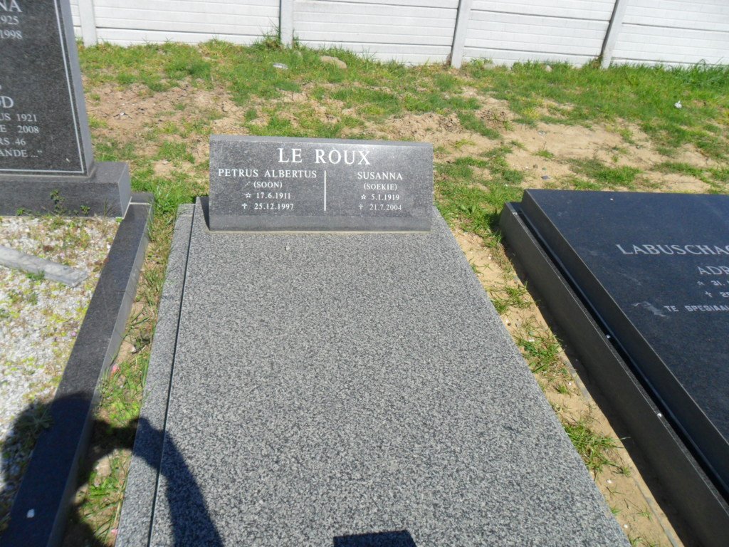 ROUX Petrus Albertus, le 1911-1997 &amp; Susanna 1919-2004