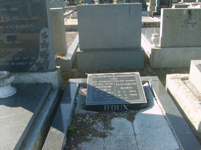 ROUX Antonie Petrus 1904-1971 &amp; Elizabeth Maria 1904-1988