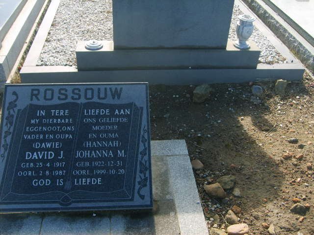 ROSSOUW David J. 1917-1987 &amp; Johanna M. 1922-1999