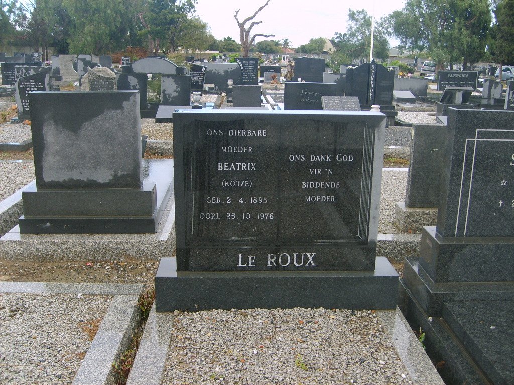 ROUX Beatrix, le nee KOTZE 1895-1976