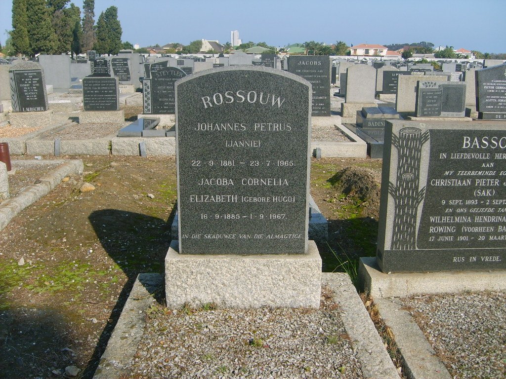 ROSSOUW Johannes Petrus 1881-1965 &amp; Jacoba Cornelia Elizabeth HUGO 1885-1967