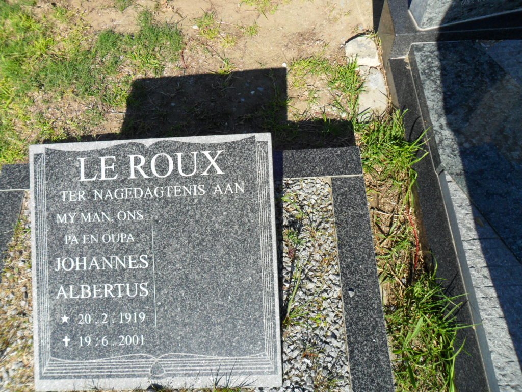 ROUX Johannes Albertus, le 1931-2001