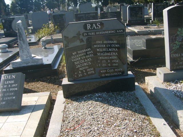 RAS Nicolaas Jacobus 1930-1978 &amp; Wilhelmina Magdalena 1934-1981