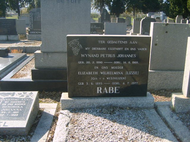 RABE Wynand Petrus Johanna 1890 1869 &amp; Elizabeth Wilhelmina VAN DER WESTHUIZEN 1893-1977