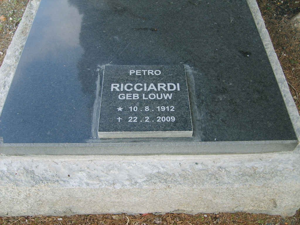 RICCIARDI Petro nee LOUW 1912-2009