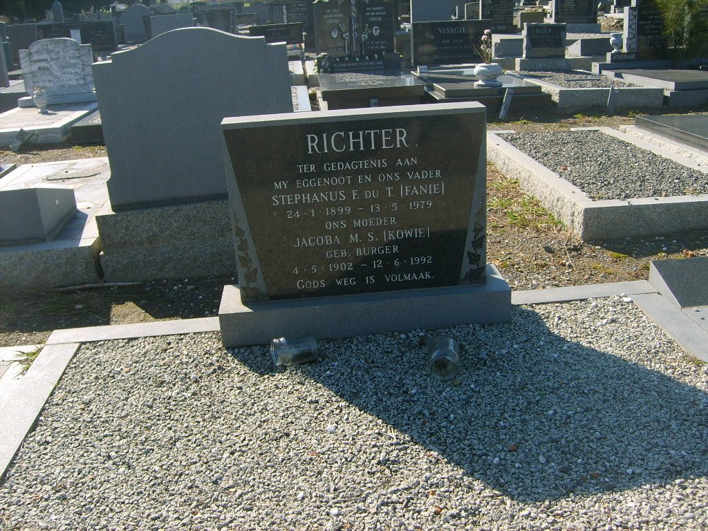 RICHTER Stephanus F.Du T. 1899-1979 &amp; Jacoba M.S. BURGER 1902-1992