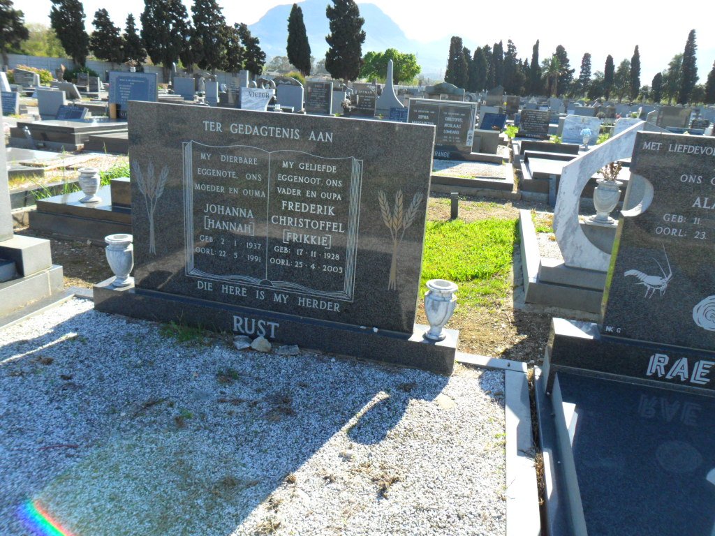RUST Frederik Christoffel 1928-2005 &amp; Johanna 1917-1991