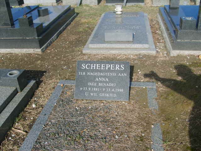 SCHEEPERS Anna nee BENADE 1891-1986