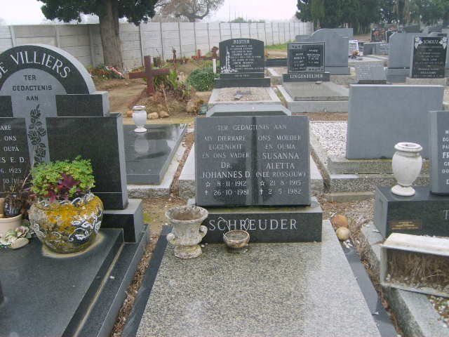 SCHREUDER Johannes D. 1912-1981 &amp; Susanna Aletta ROSSOUW 1915-1982