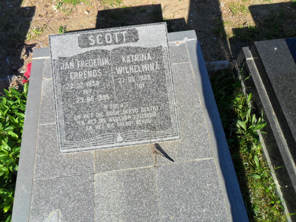SCOTT Jan Frederik Errends 1934-1995 &amp; Katrina Wilhelmina 1939-