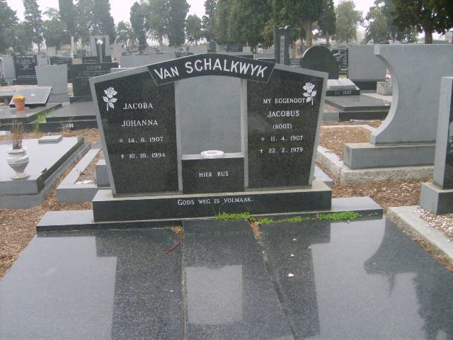 SCHALKWYK Jacobus, van 1907-1979 &amp; Jacoba Johanna 1907-1994