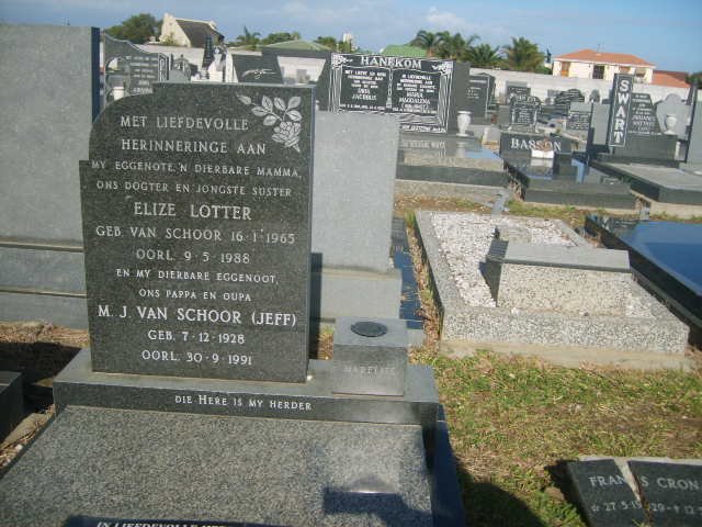 SCHOOR M.J., van 1928-1991 :: LOTTER Elize nee VAN SCHOOR 1965-1988