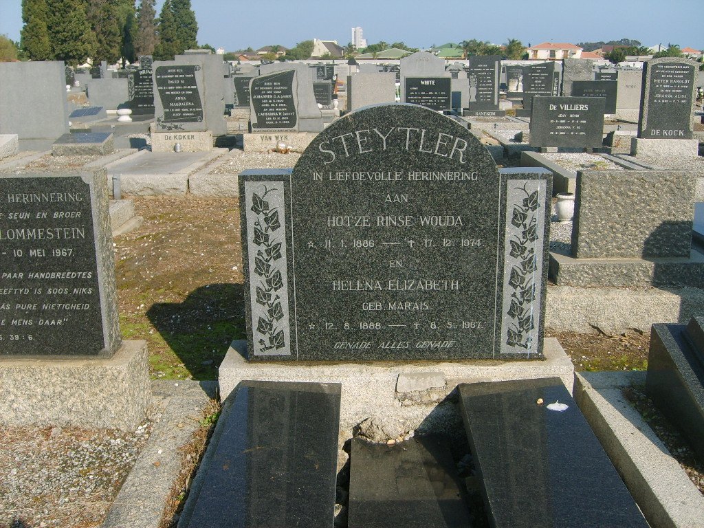 STEYTLER Hotze Rinse Wouda 1886-1974 &amp; Helena Elizabeth MARAIS 1888-1967