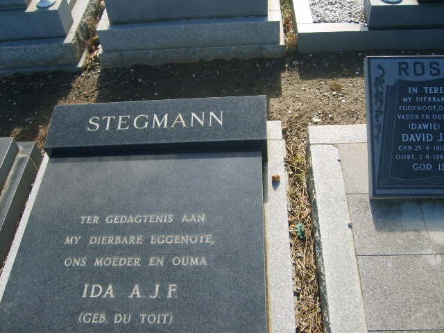 STEGMANN Ida A.J.F. nee DU TOIT
