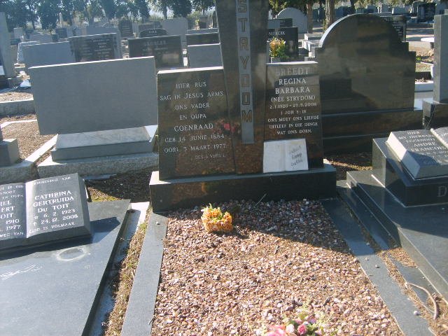 STRYDOM Coenraad 1884-1977 Regina Barbara STRYDOM 1928-2008