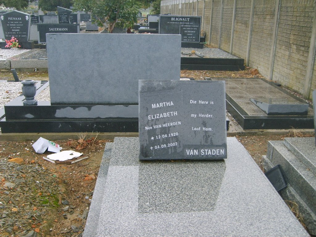 STADEN Martha Elizabeth, van nee VAN HEERDEN 1920-2002