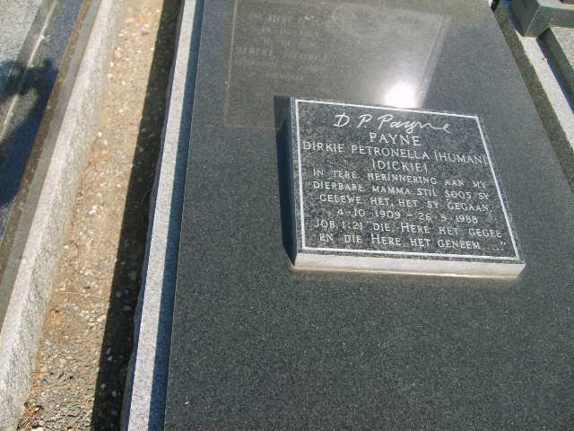 PAYNE Dirkie Petronella nee HUMAN 1909-1988