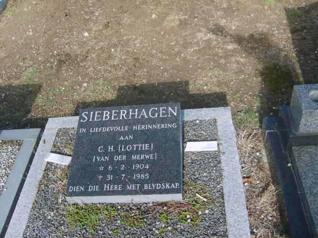 SIEBERHAGEN C.H. nee VAN DER MERWE 1904-1985