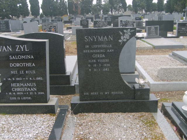 SNYMAN Gerda nee VISSER 1936-1982
