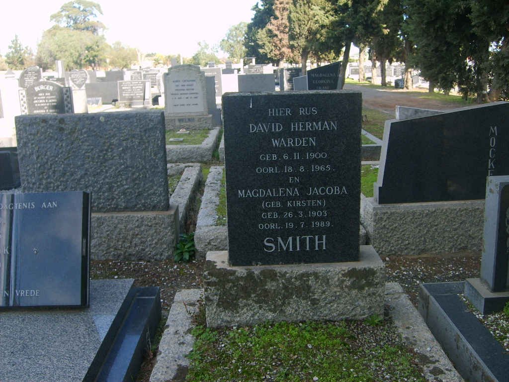 SMITH David Herman Warden 1900-1965 &amp; Magdalena Jacoba KIRSTEN 1903-1989