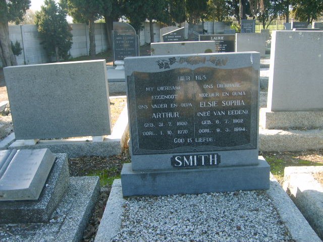 SMITH Arthur 1900-1970 &amp; Elsie Sophia VAN EEDEN 1902-1994