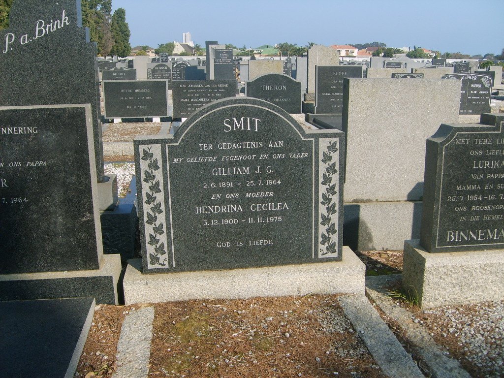 SMIT Gilliam J.G. 1891-1964 &amp; Hendrina Cecilea 1900-1975