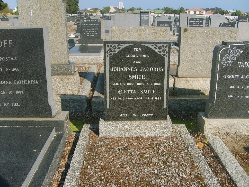 SMITH Johannes Jacobus 1880-1966 &amp; Aletta 1890-1982