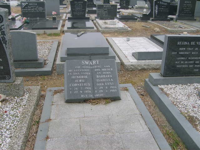SWART Hendrik Jurie Cornelius 1901-1978 &amp; Barbara Isabella UYS 1906-1989