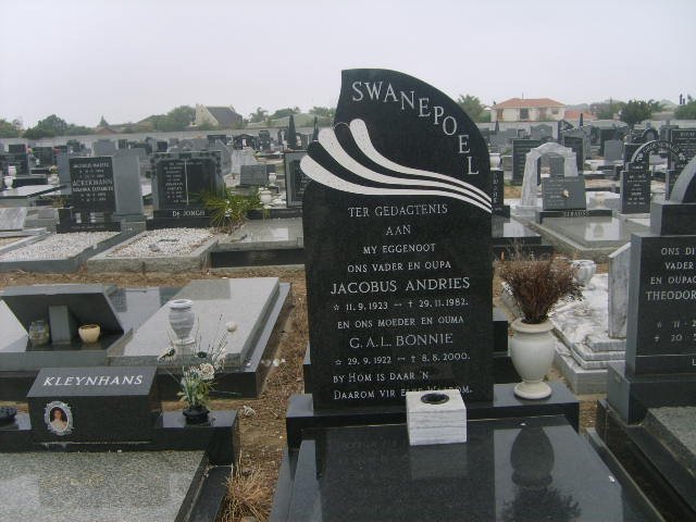 SWANEPOEL Jacobus Andries 1923-1982 &amp; G.A.L. 1922-2000