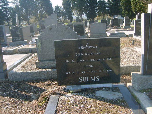 SOLMS Douw Gerbrand 1906-1971 &amp; Lizzie 1913-1980