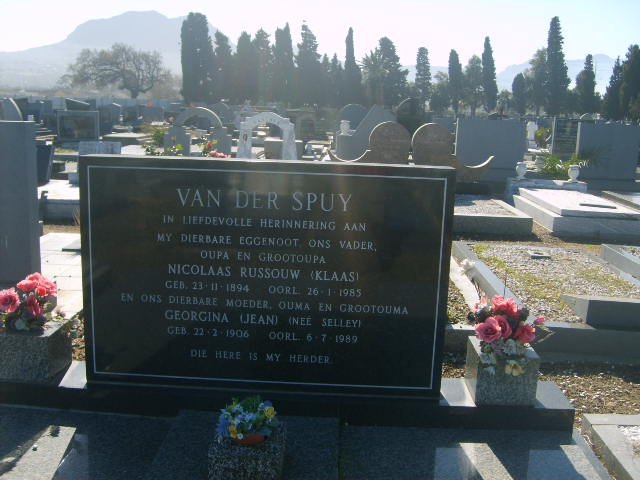 SPUY Nicolaas Russouw, van der 1894-1985 &amp; Georgina SELLEY 1906-1989