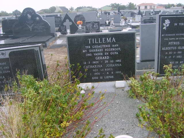 TILLEMA Gerard 1902-1982 &amp; Catharina Johanna LE ROUX 1902-1992