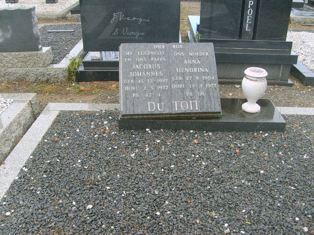TOIT Jacobus Johannes du 1927-1977 &amp; Anna Hendrina 1904-1977