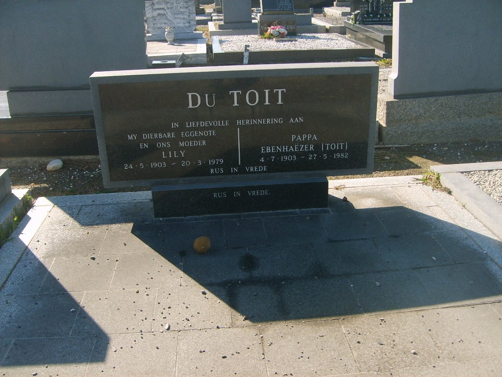 TOIT Ebenhaezer, du 1903-1982 &amp; Lily 1903-1979