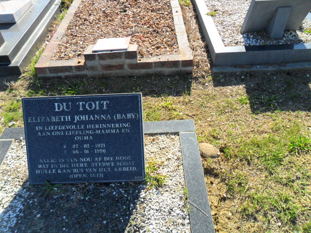 TOIT Elizabeth Johanna, du 1921-1996