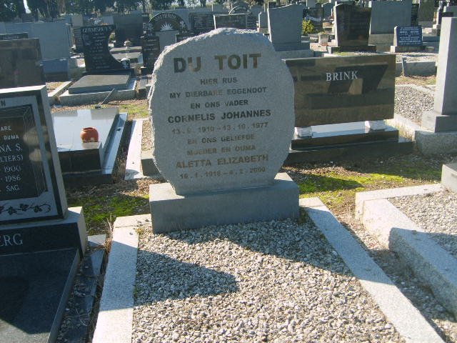 TOIT Cornelis Johannes, du 1910-1977 &amp; Aletta Elizabeth 1918-2000