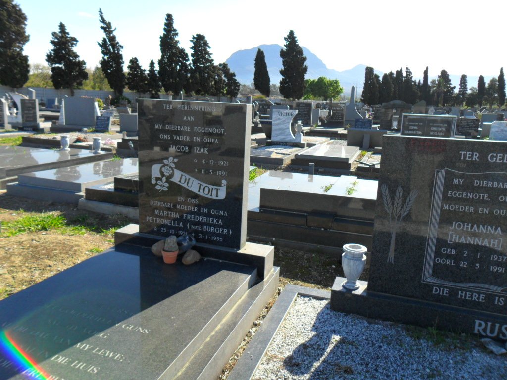TOIT Jacob Izak, du 1921-1991 &amp; Martha Frederieka Petronella BURGER 19??-1995