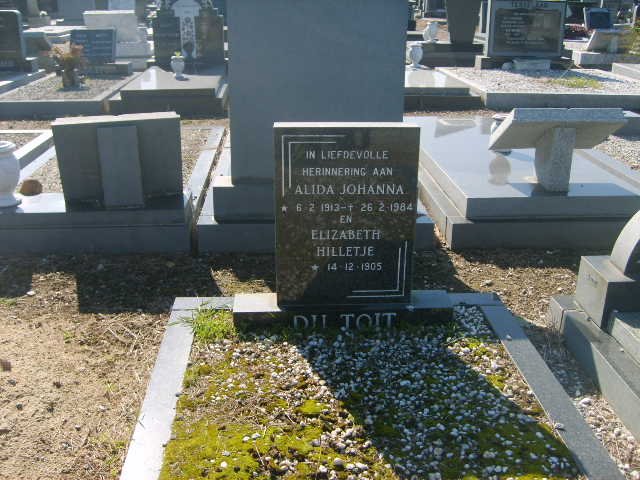 TOIT Elizabeth Hilletje, du 1905- :: DU TOIT Alida Johanna 1913-1984