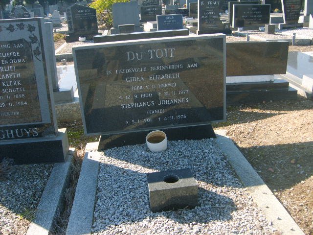 TOIT Stephanus Johannes, du 1901-1976 &amp; Gidea Elizabeth V.D. MERWE 1900-1977