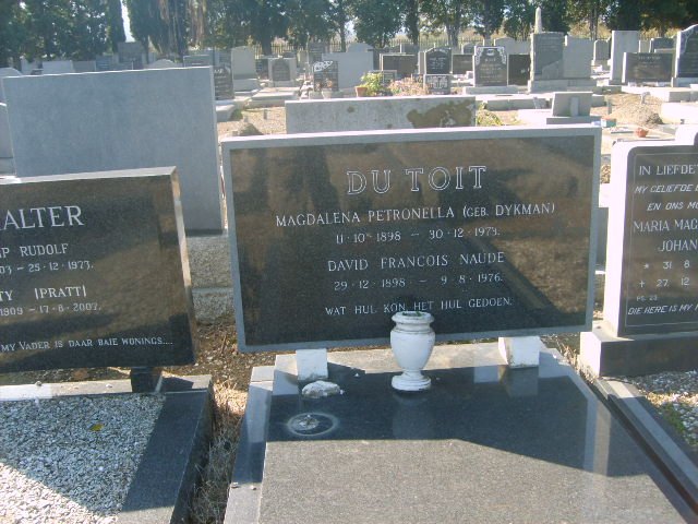 TOIT David Francois Naude, du 1898-1976 &amp; Magdalena Petronella DYKMAN 1898-1973