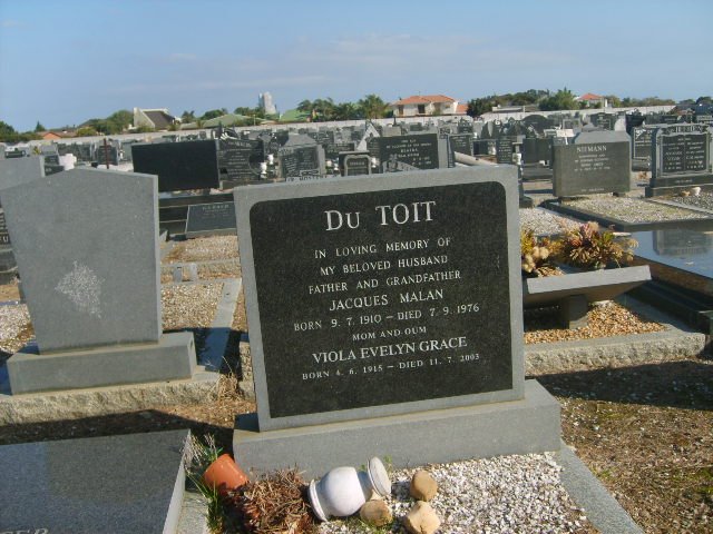 TOIT Jacques Malan, du 1910-1976 &amp; Viola Evelyn GRACE 1915-2003