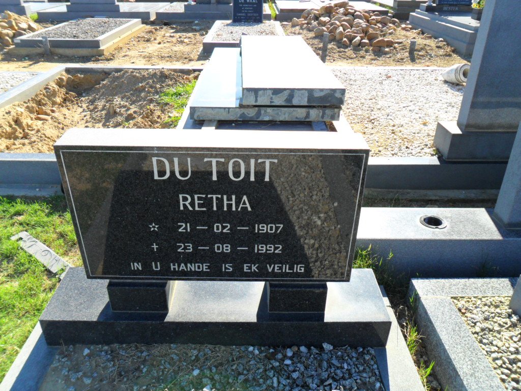 TOIT Retha, du 1907-1992