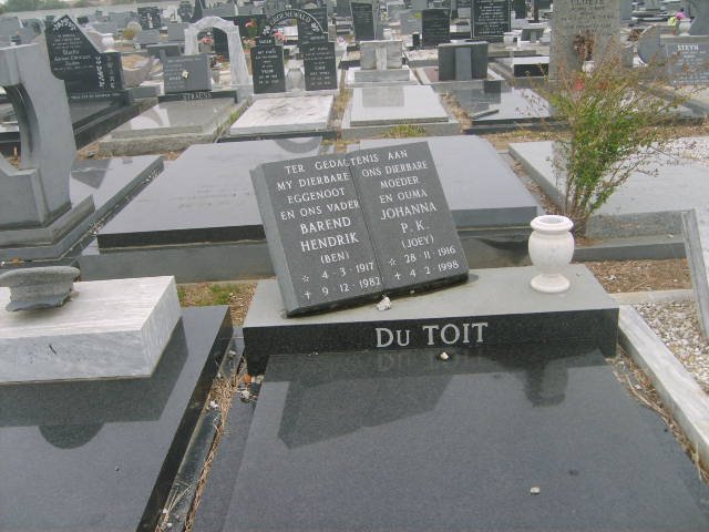 TOIT Barend Hendrik, du 1917-1982 &amp; Johanna P.K. 1916-1991
