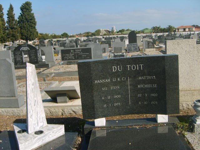TOIT Matthys Michielse, du 1900-1979 &amp; Hannah STEYN 1900-1977