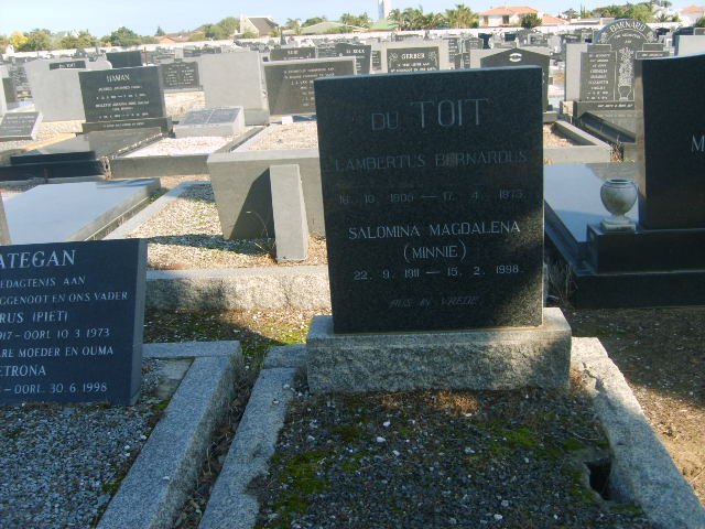 TOIT Lambertus Bernardus, du 1906-1973 &amp; Salomina Magdalena MINNIE 1911-1998