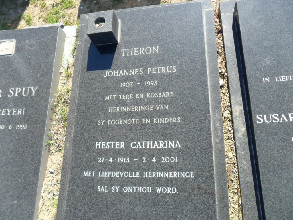 THERON Johannes Petrus 1907-1993 &amp; Hester Catharina 1913-2001