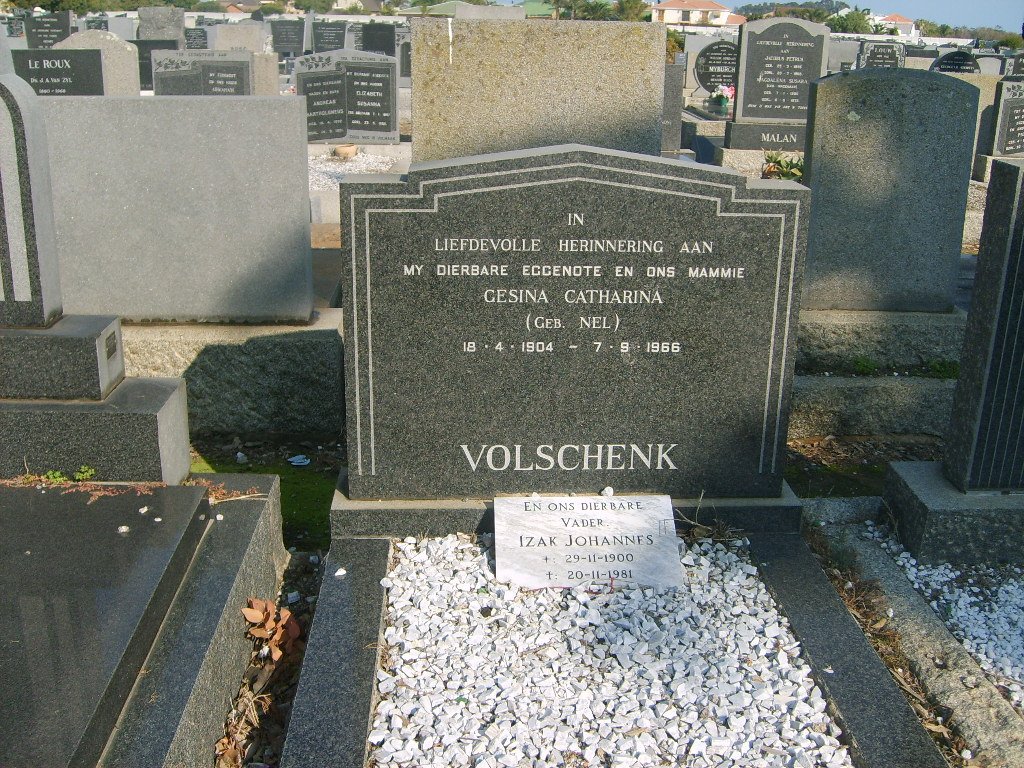 VOLSCHENK Izak Johannes 1900-1981 &amp; Gesina Catharina NEL 1904-1966 