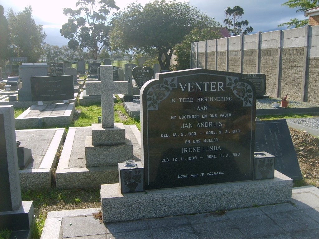 VENTER Jan Andries 1900-1973 &amp; Irene Linda 1899-1990