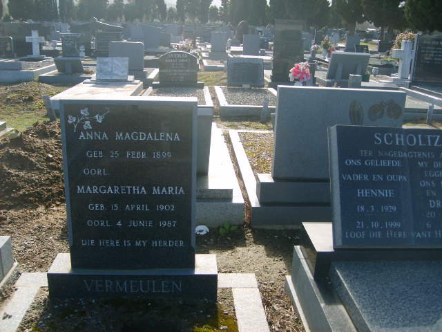 VERMEULEN Anna Magdalena 1899-  :: VERMEULEN Margaretha Maria 1902-1987